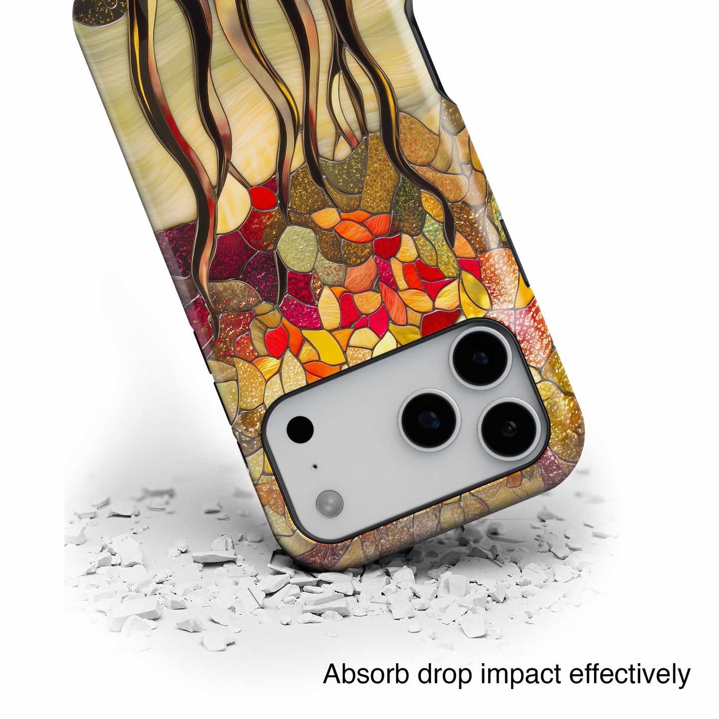 Autumn Forest Stained Glass Design iPhone Case
