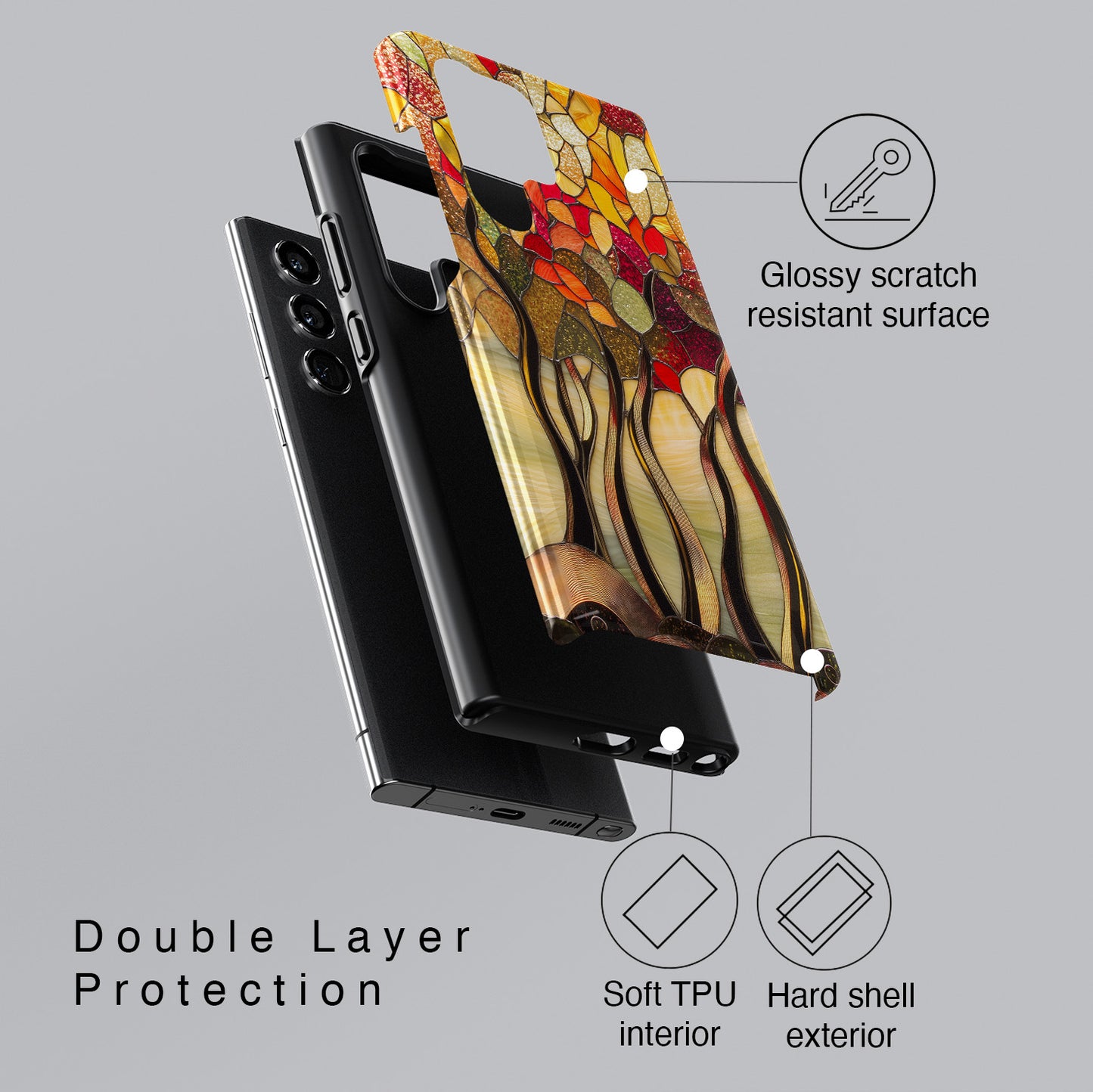 Autumn Forest Stained Glass Design Case for Galaxy S series Phones