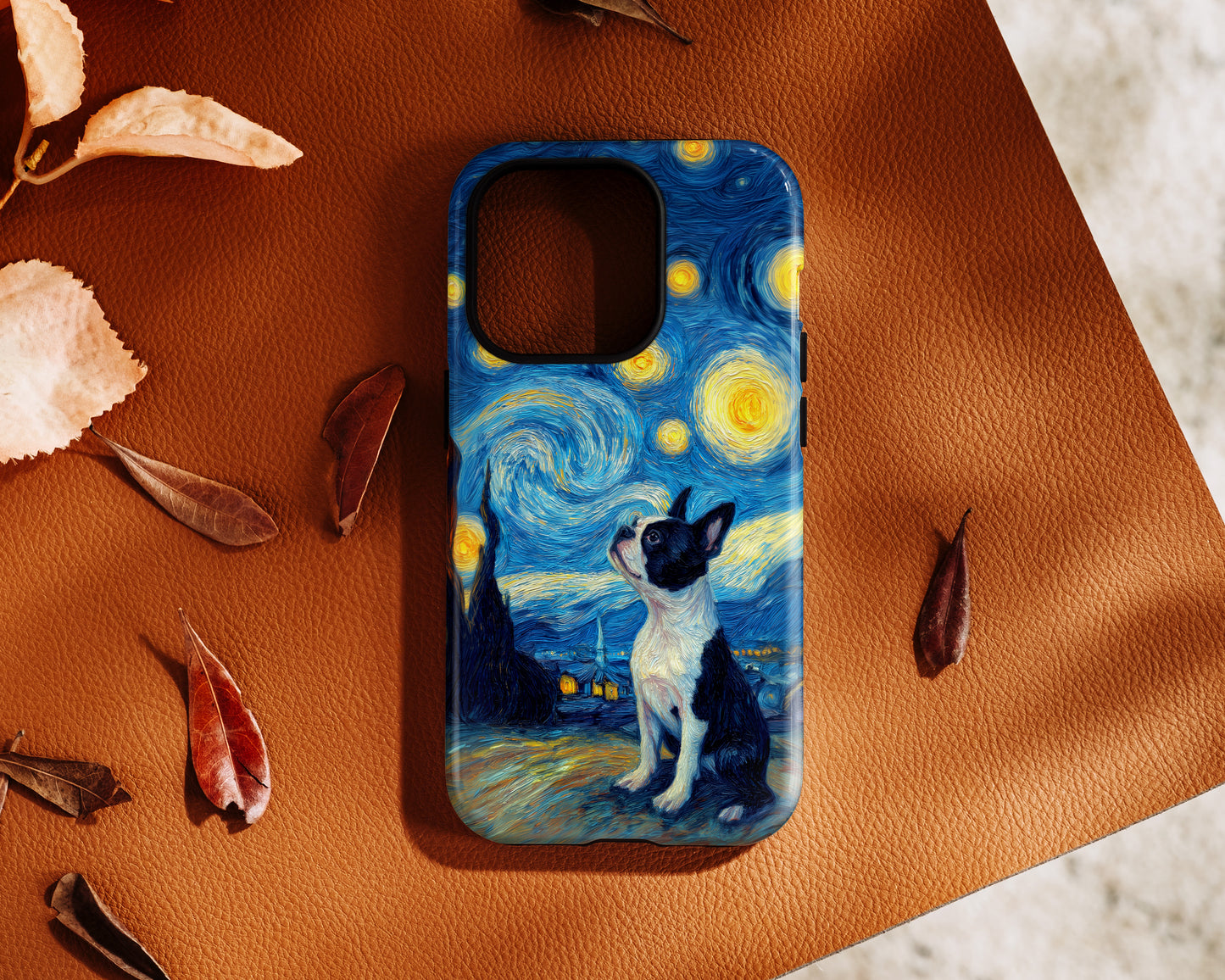Barky Night (Boston Terrier) Design iPhone Case