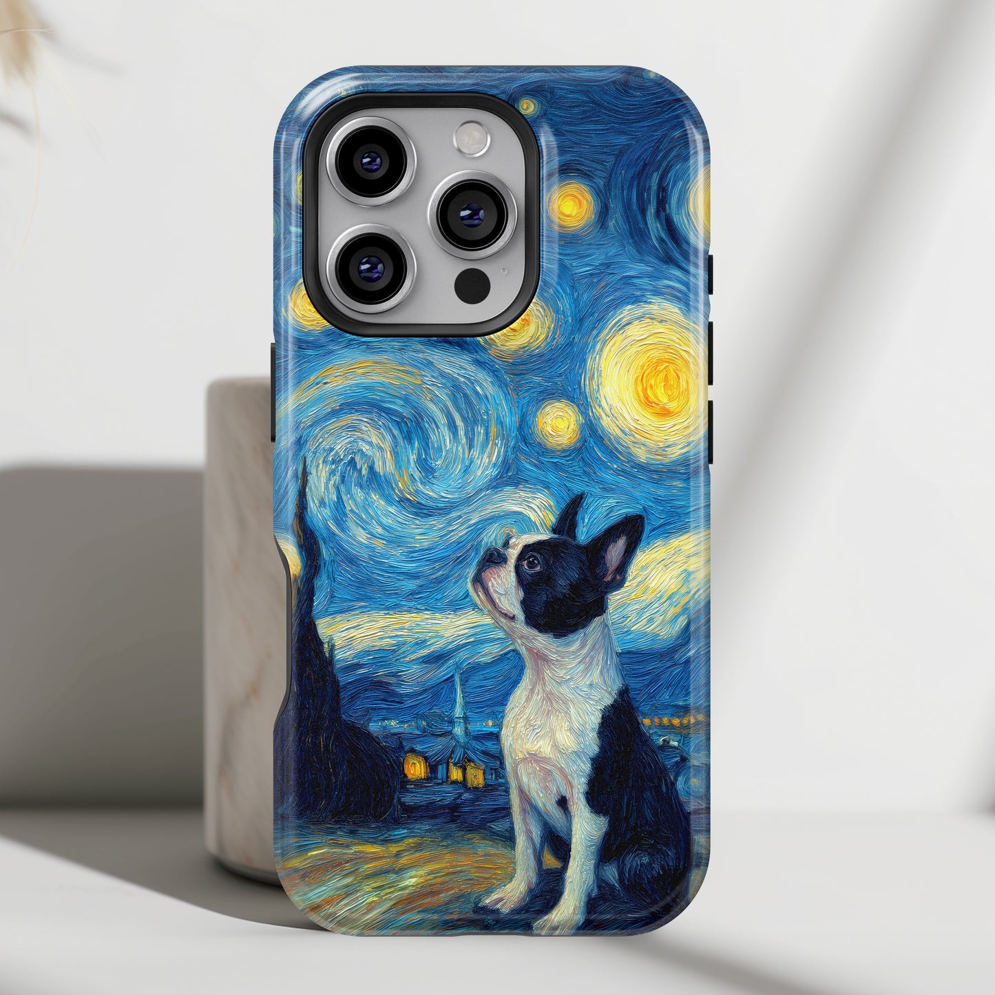 Barky Night (Boston Terrier) Design iPhone Case