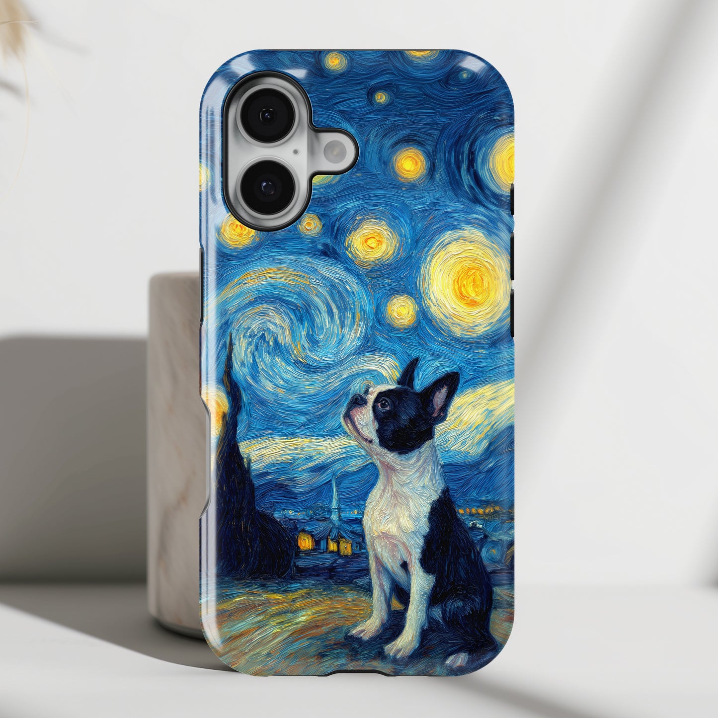 Barky Night (Boston Terrier) Design iPhone Case