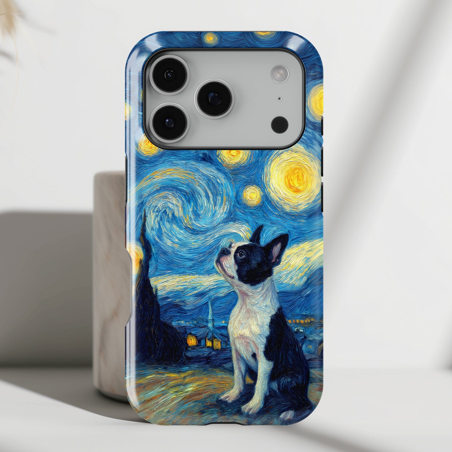 Barky Night (Boston Terrier) Design iPhone Case