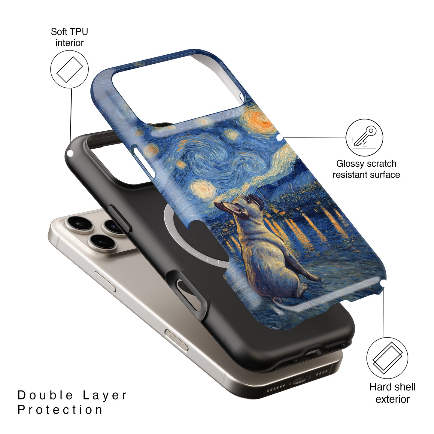 Barky Night (Frenchie) Design iPhone Case