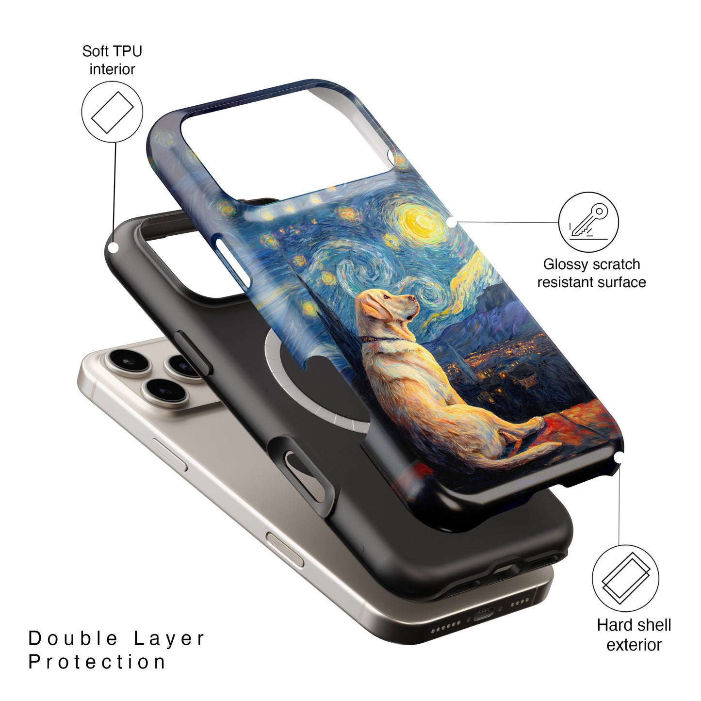 Barky Night (Golden Labrador) Design iPhone Case