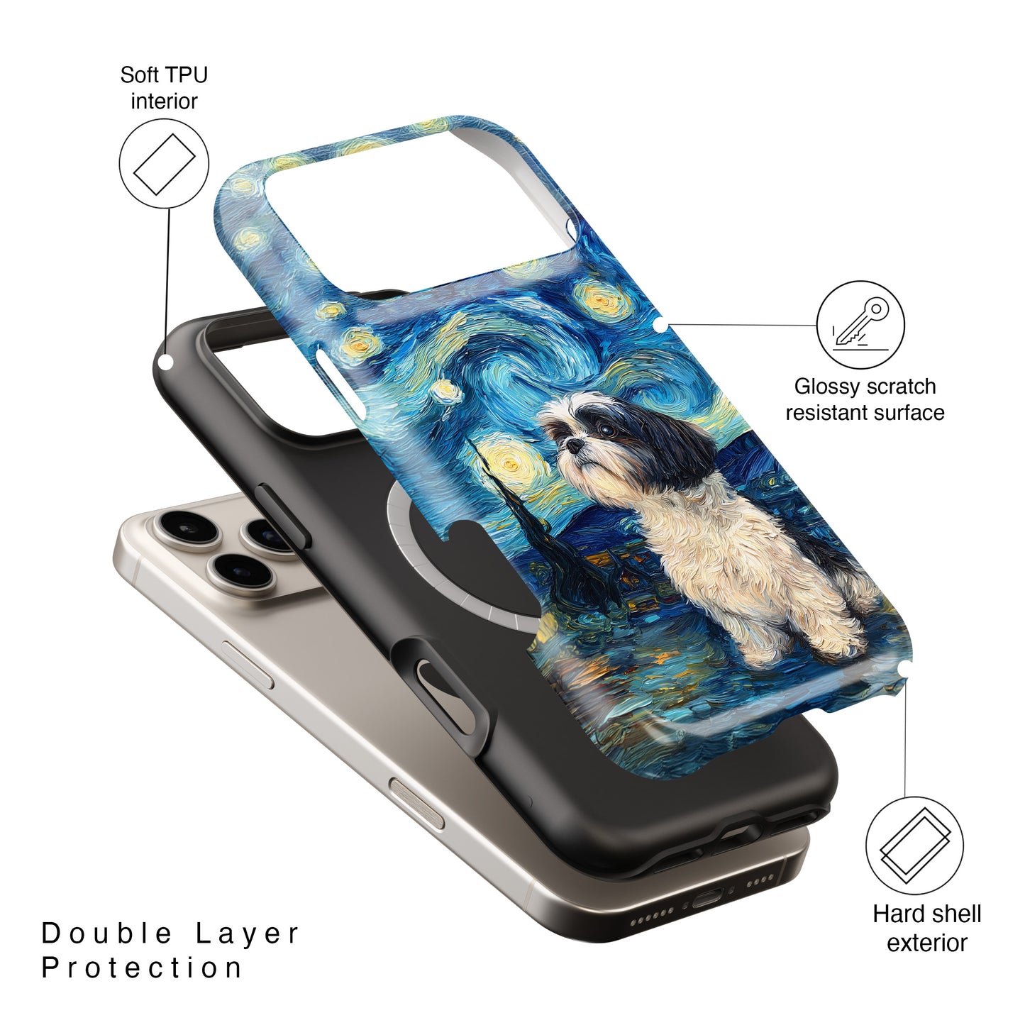 Barky Night (Shih Tzu) Design iPhone Case