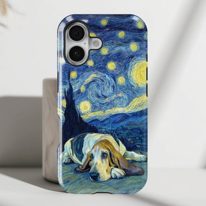 Barky Night (Basset Hound) Design iPhone Case