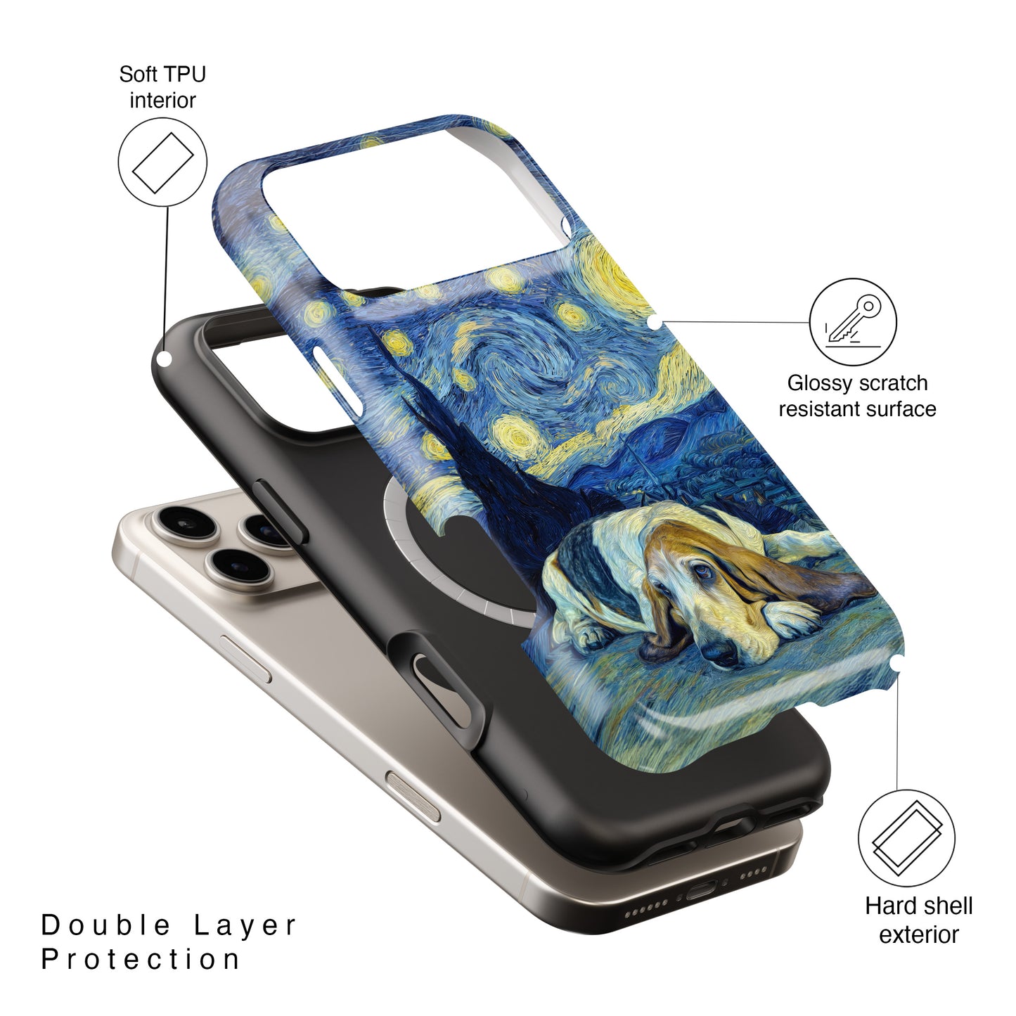 Barky Night (Basset Hound) Design iPhone Case
