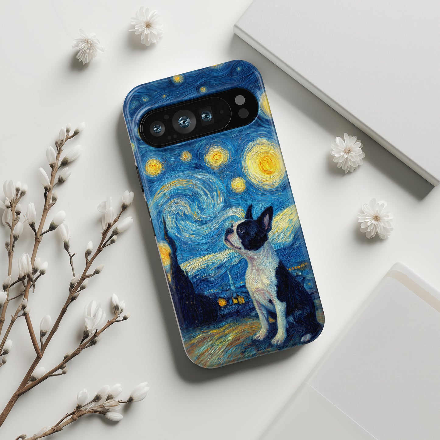 Barky Night (Boston Terrier) Design Phone Case for Google Pixel
