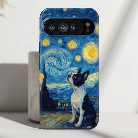 Barky Night (Boston Terrier) Design Phone Case for Google Pixel