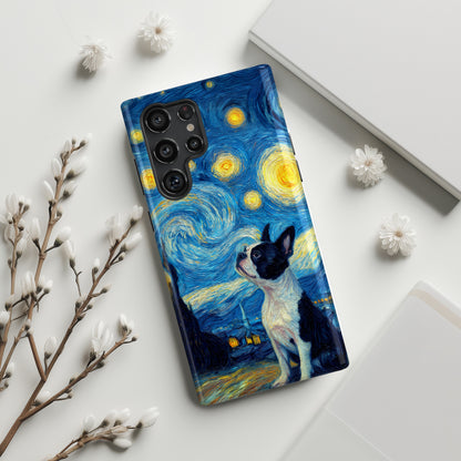Barky Night (Boston Terrier) Design Phone Case for Galaxy S series Phones