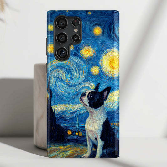 Barky Night (Boston Terrier) Design Phone Case for Galaxy S series Phones