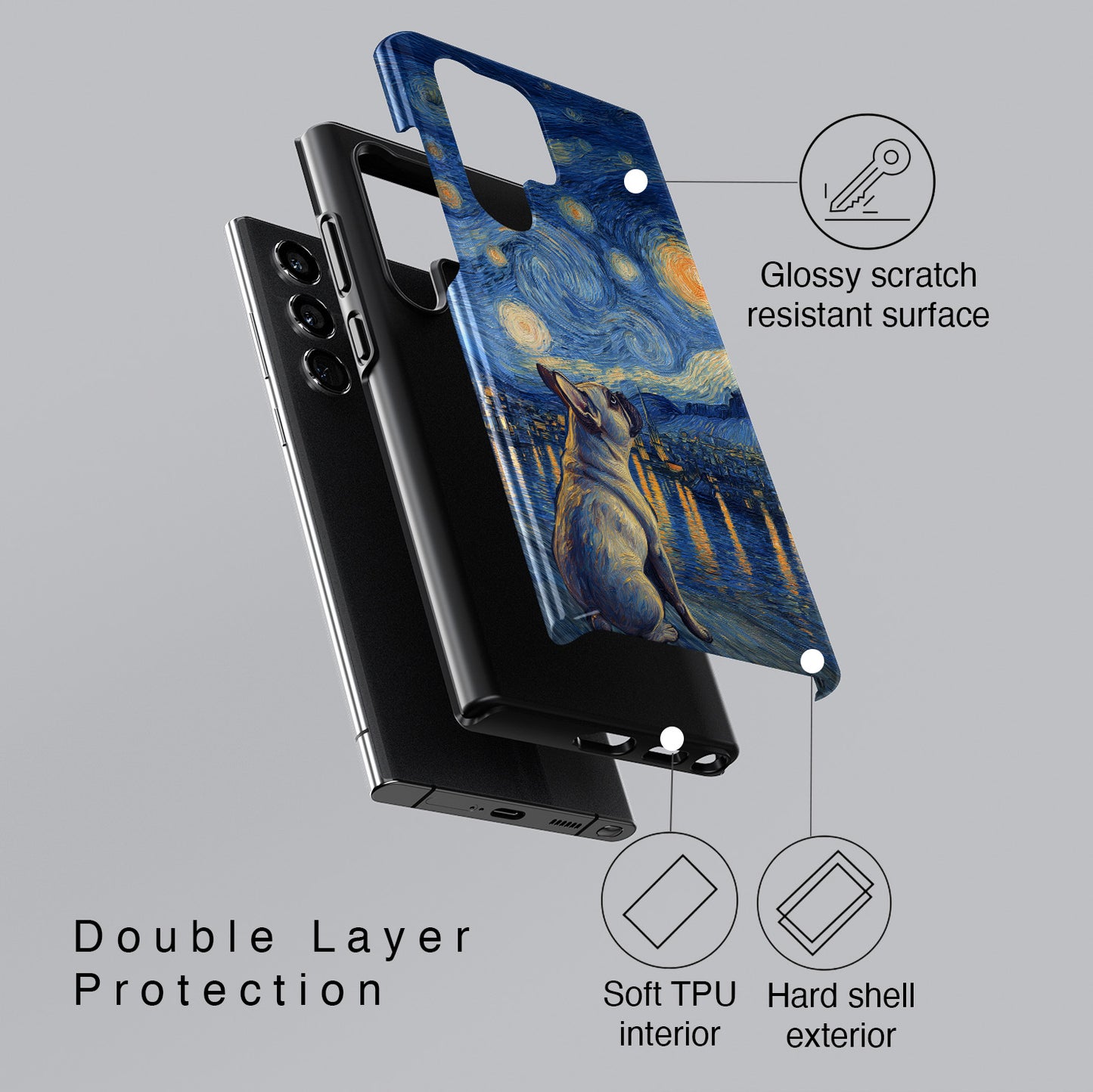 Barky Night (Frenchie) Design Phone Case for Galaxy S series Phones