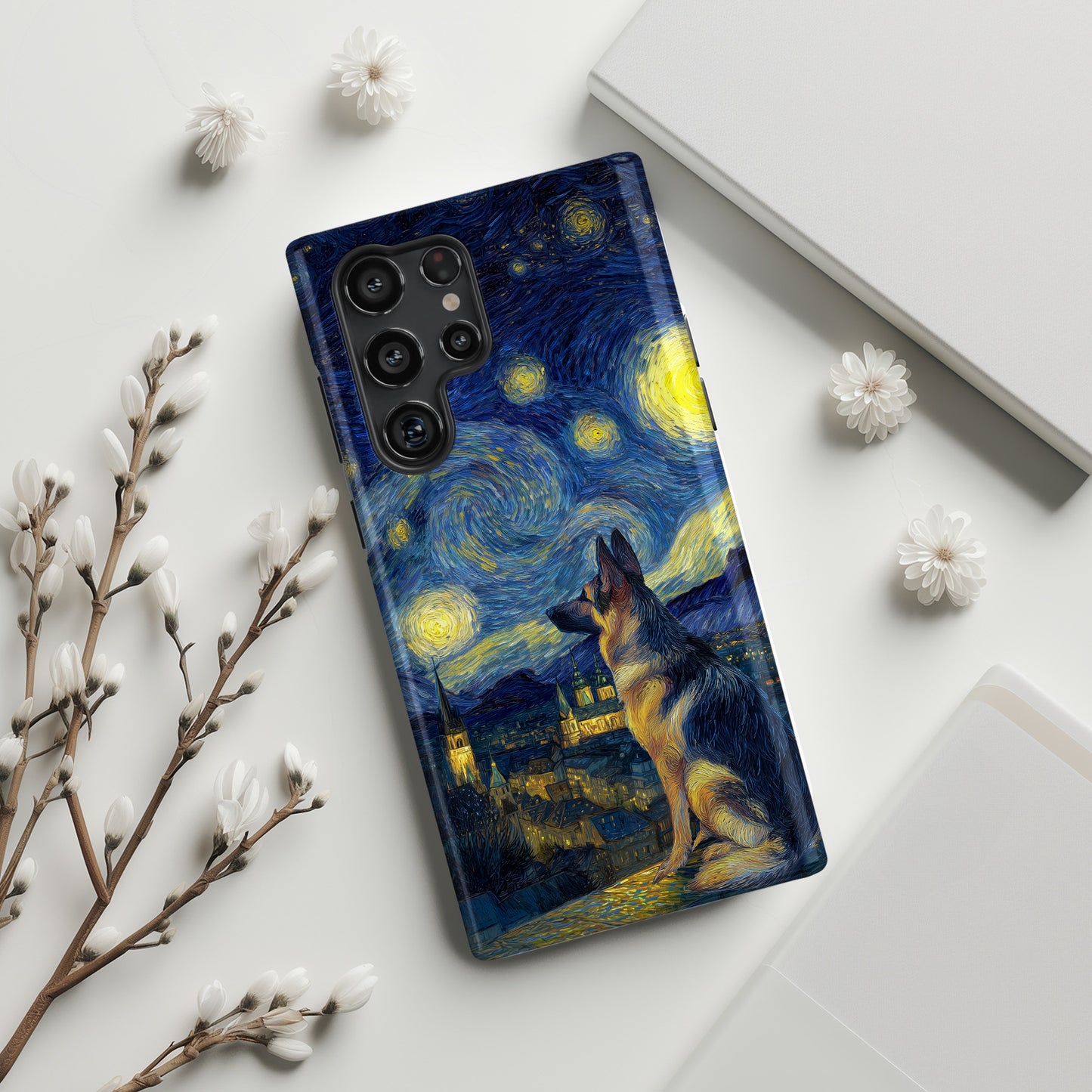 Barky Night (German Shepherd) Design Phone Case for Galaxy S series Phones