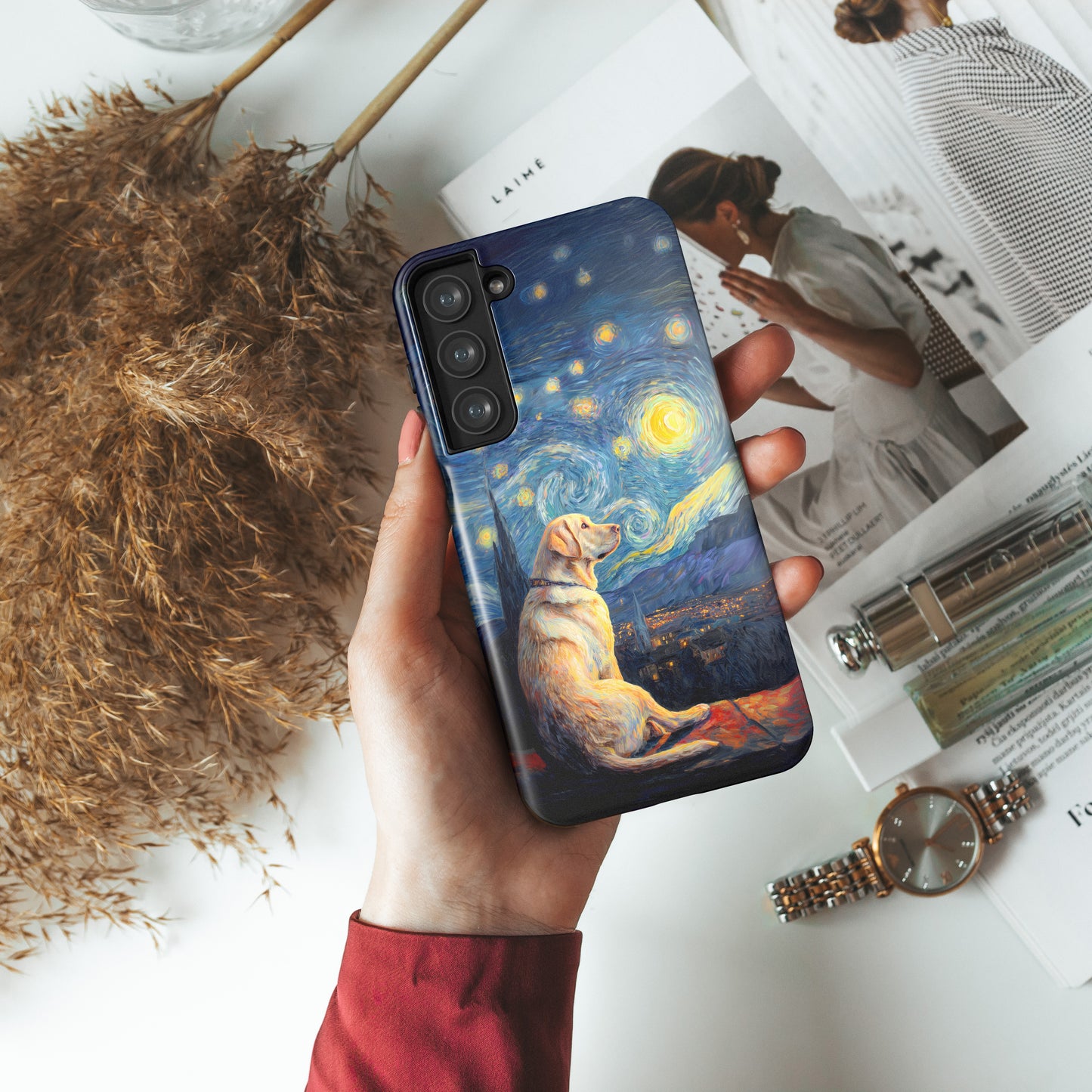 Barky Night (Golden Labrador) Design Phone Case for Galaxy S series Phones