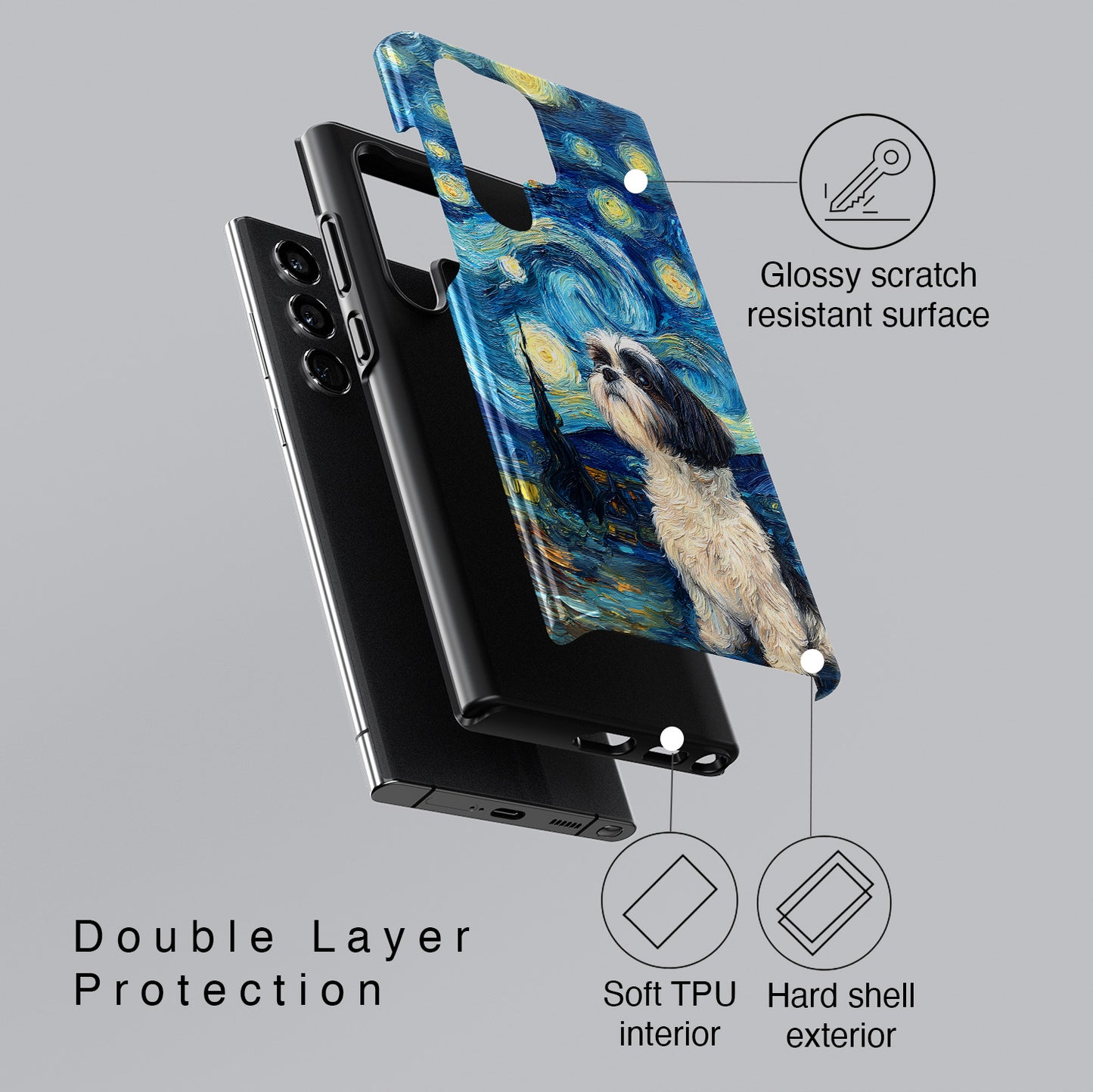 Barky Night (Shih Tzu) Design Phone Case for Galaxy S series Phones