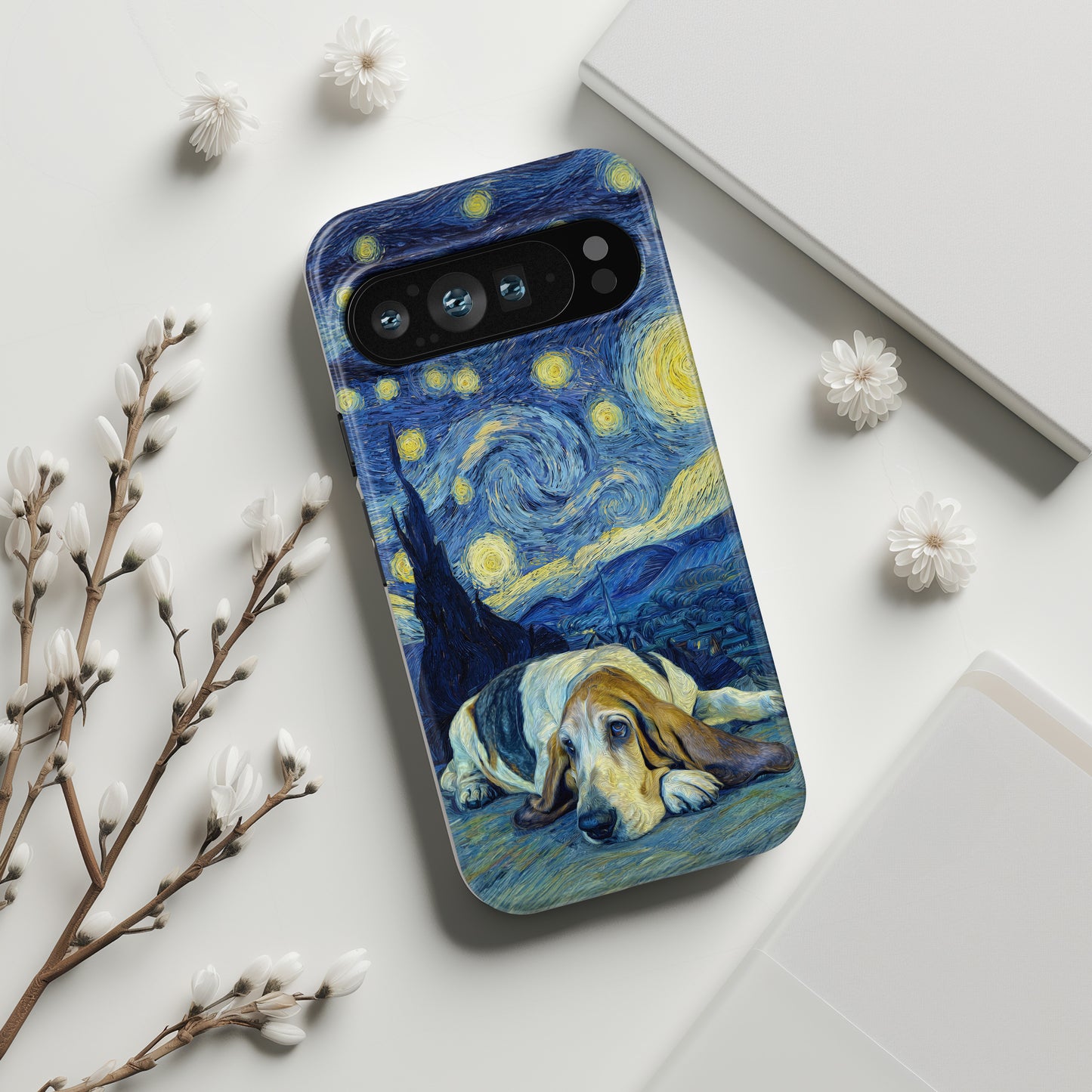 Barky Night (Basset Hound) Design Phone Case for Google Pixel