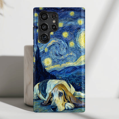 Barky Night (Basset Hound) Design Phone Case for Galaxy S series Phones