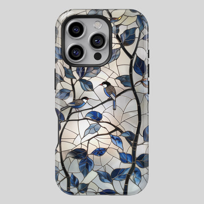 Birds in Tree Stained Glass Design iPhone Case