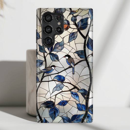 Birds in Tree Stained Glass Design Case for Galaxy S series Phones