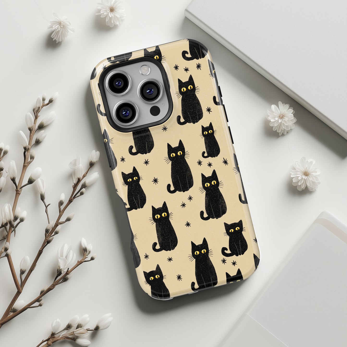 Black Cat Charm Design iPhone Case