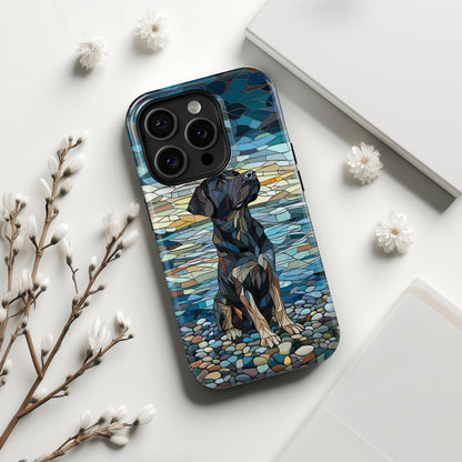 Black English Labrador Stained Glass Design Print iPhone Case