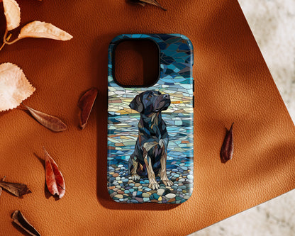 Black English Labrador Stained Glass Design Print iPhone Case