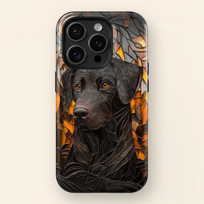 Black Labrador Stained Glass Design iPhone Case