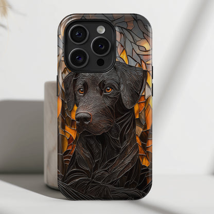 Black Labrador Stained Glass Design iPhone Case