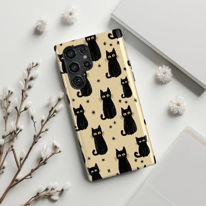 Black Cat Charm Design Phone Case for Galaxy S series Phones