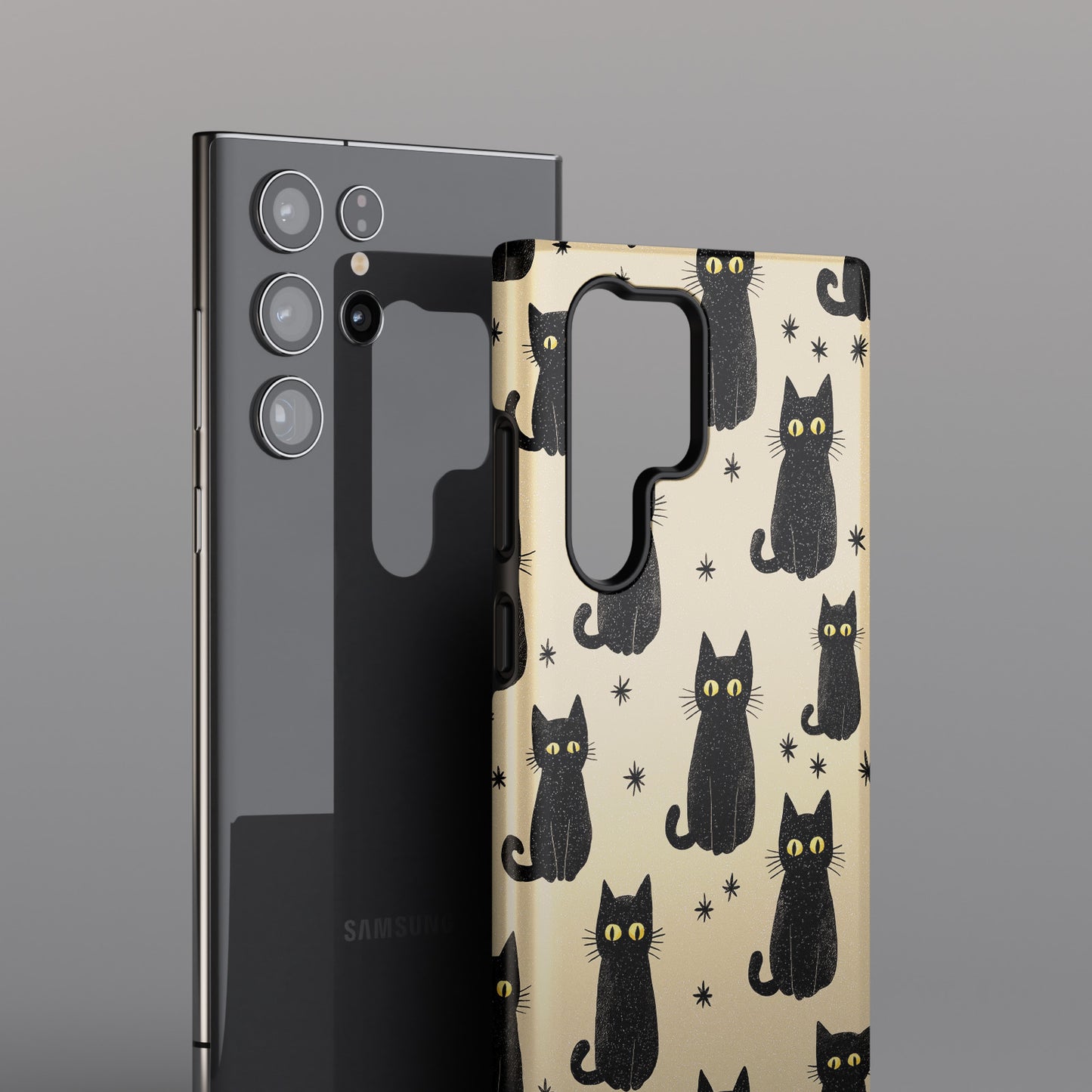 Black Cat Charm Design Phone Case for Galaxy S series Phones