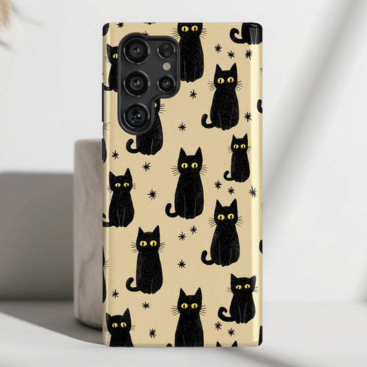 Black Cat Charm Design Phone Case for Galaxy S series Phones