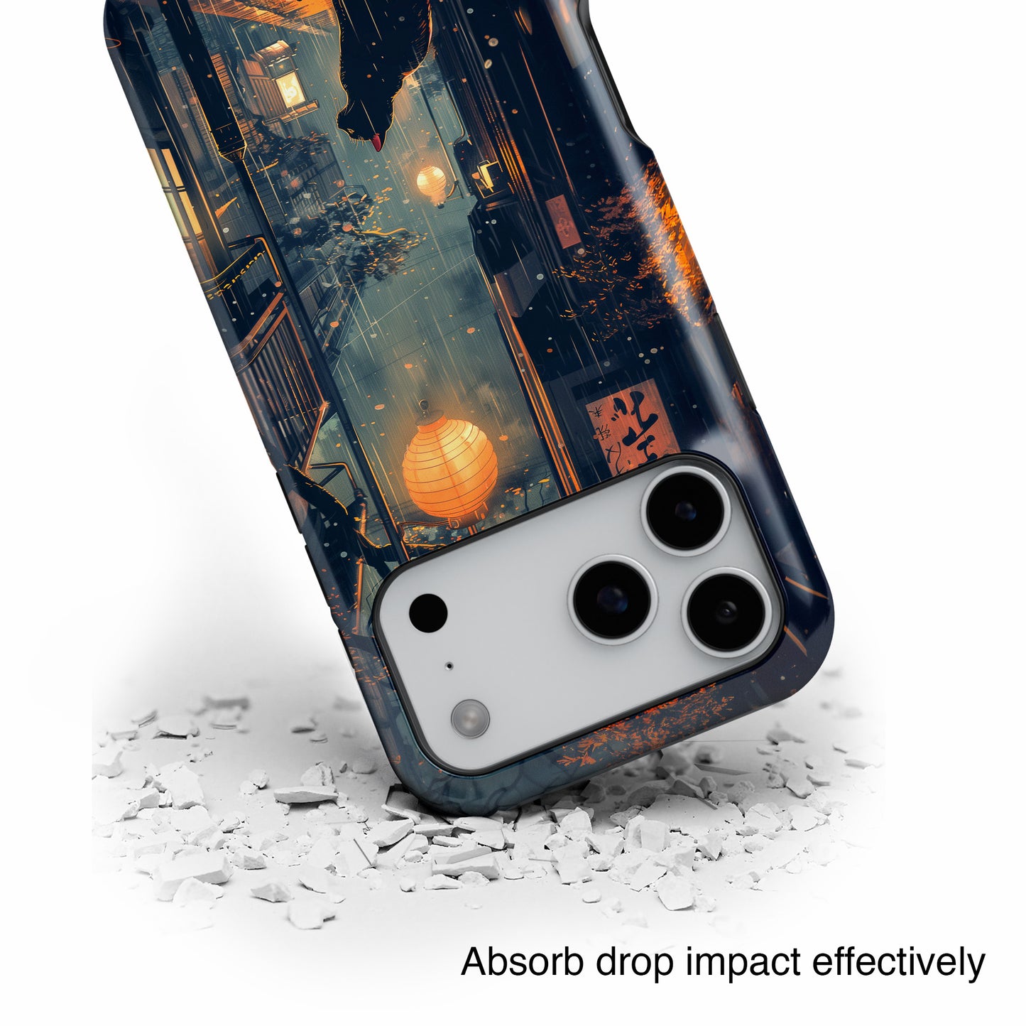 Black Cat in Japanese Anime Design iPhone Case