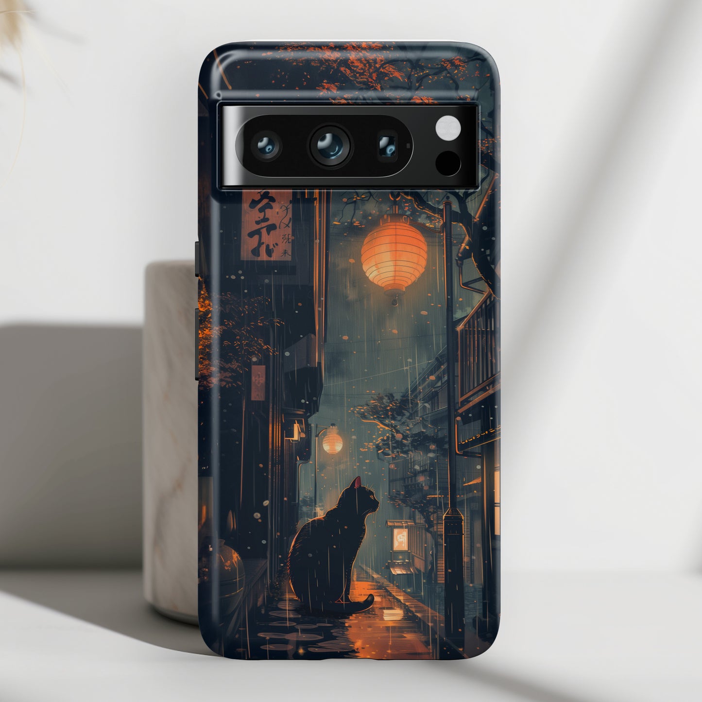 Black Cat in Japanese Anime Design Google Pixel Phone Case