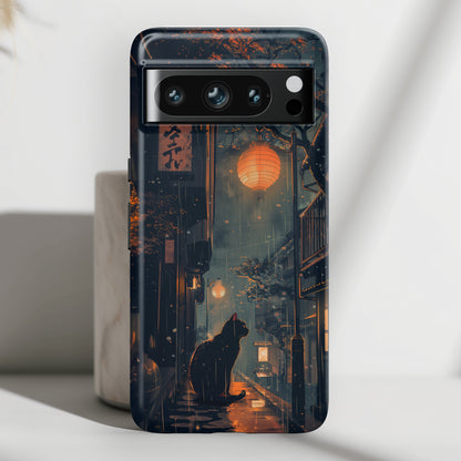 Black Cat in Japanese Anime Design Google Pixel Phone Case