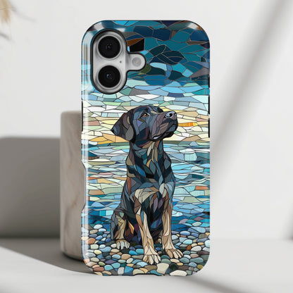 Black English Labrador Stained Glass Design Print iPhone Case