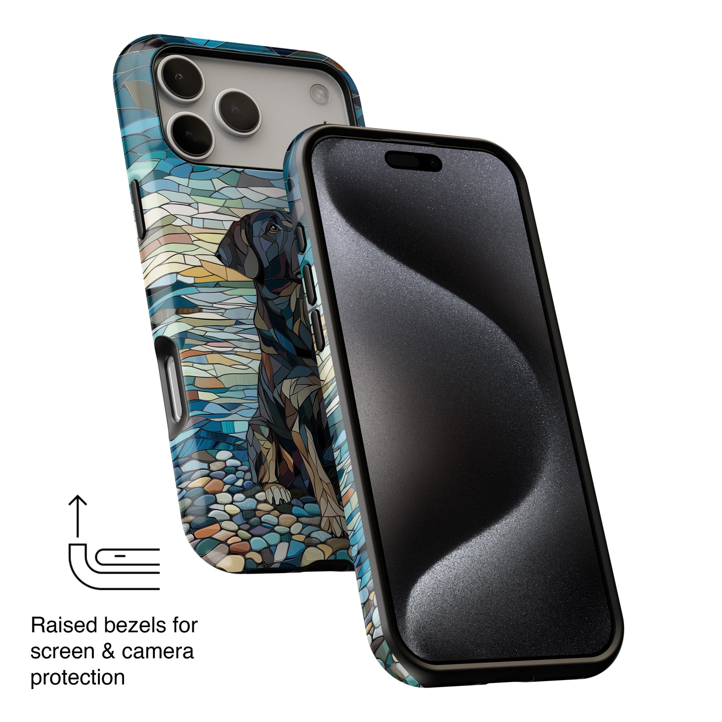Black English Labrador Stained Glass Design Print iPhone Case
