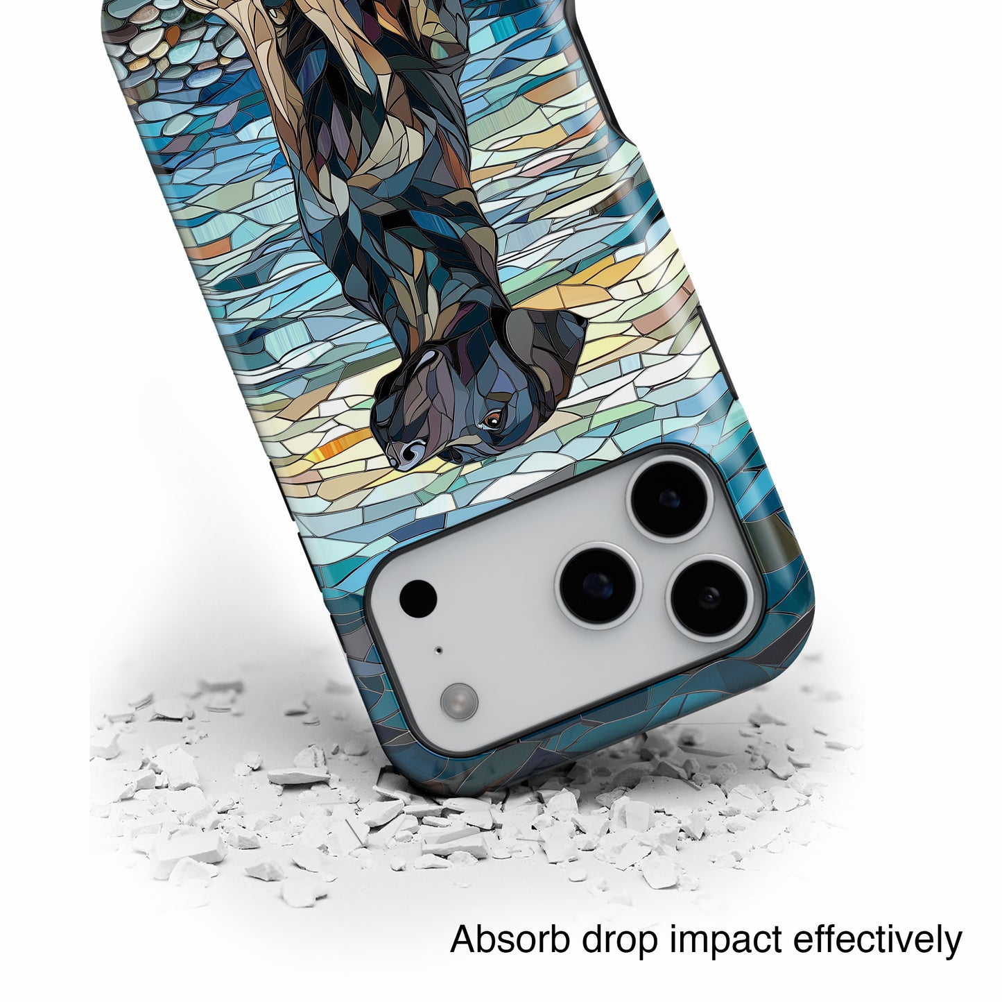 Black English Labrador Stained Glass Design Print iPhone Case