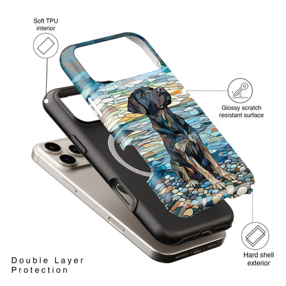 Black English Labrador Stained Glass Design Print iPhone Case