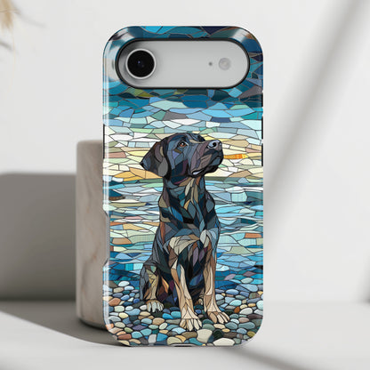 Black English Labrador Stained Glass Design Print iPhone Case