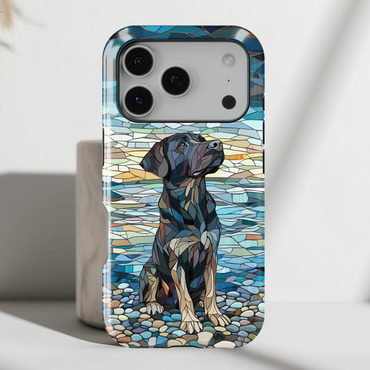 Black English Labrador Stained Glass Design Print iPhone Case