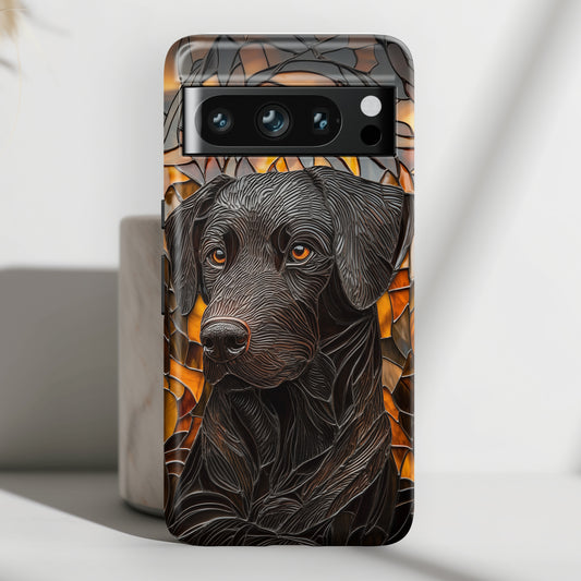 Black Labrador Stained Glass Design Google Pixel Phone Case