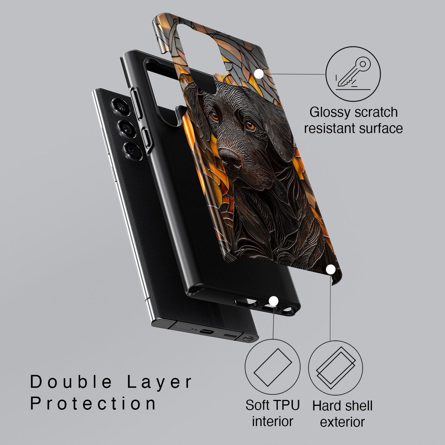 Black Labrador Stained Glass Design Case for Galaxy S series Phones
