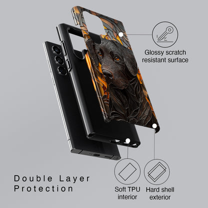 Black Labrador Stained Glass Design Case for Galaxy S series Phones