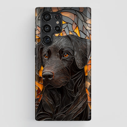 Black Labrador Stained Glass Design Case for Galaxy S series Phones