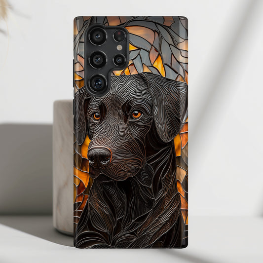 Black Labrador Stained Glass Design Case for Galaxy S series Phones
