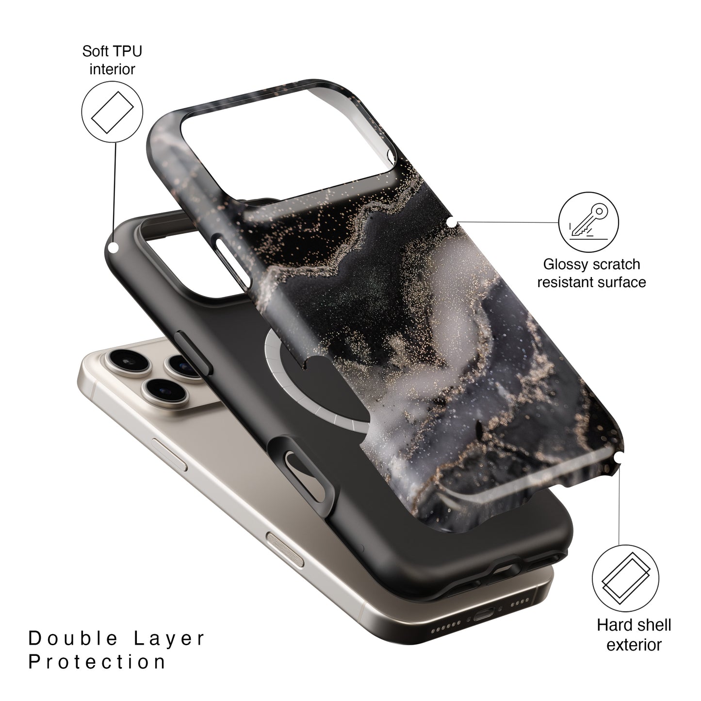 Luxury Black Marble Case for iPhone