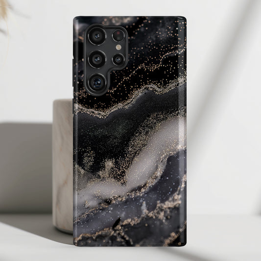 Black Marble Design Samsung Phone Case