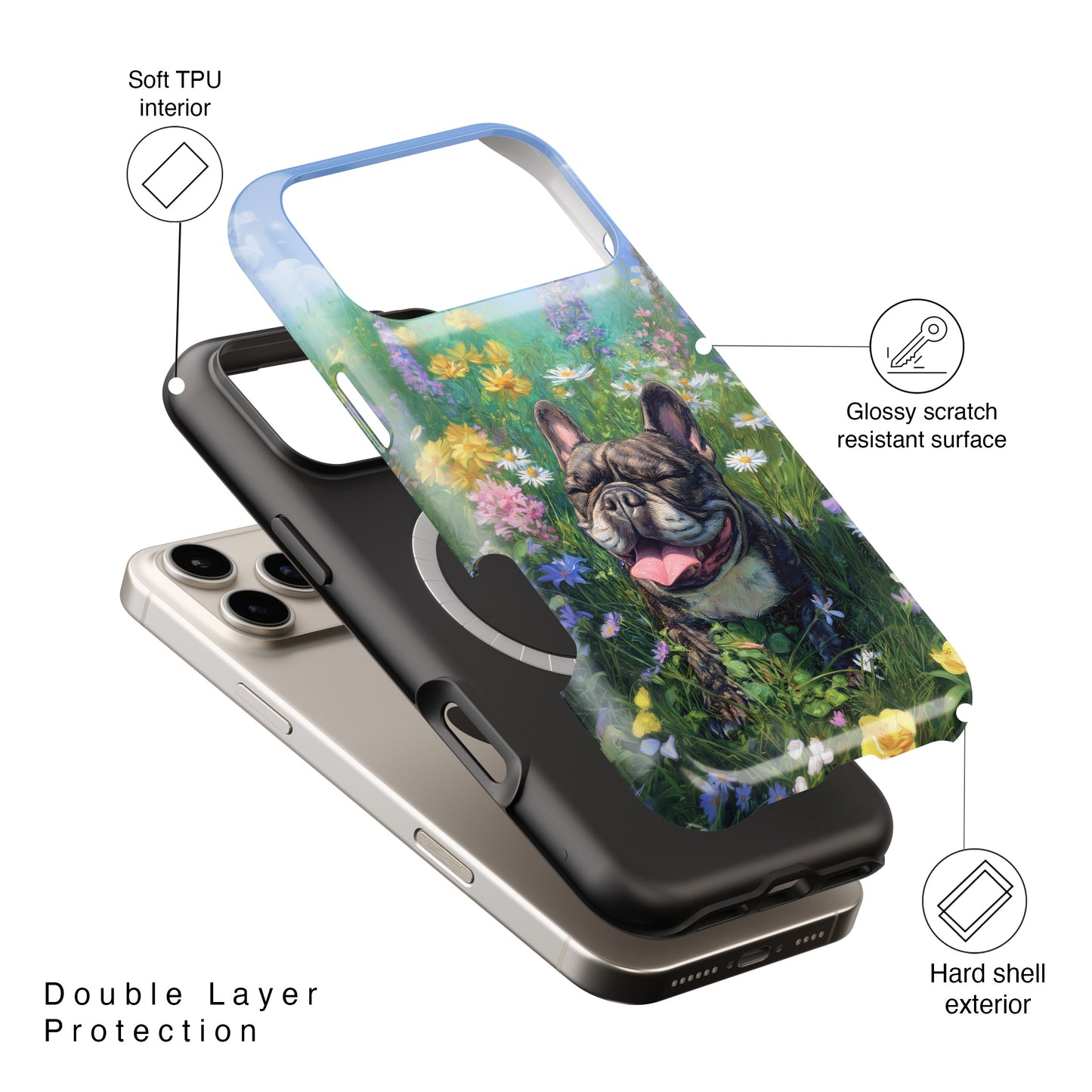 Blissful Frenchie Design iPhone Case