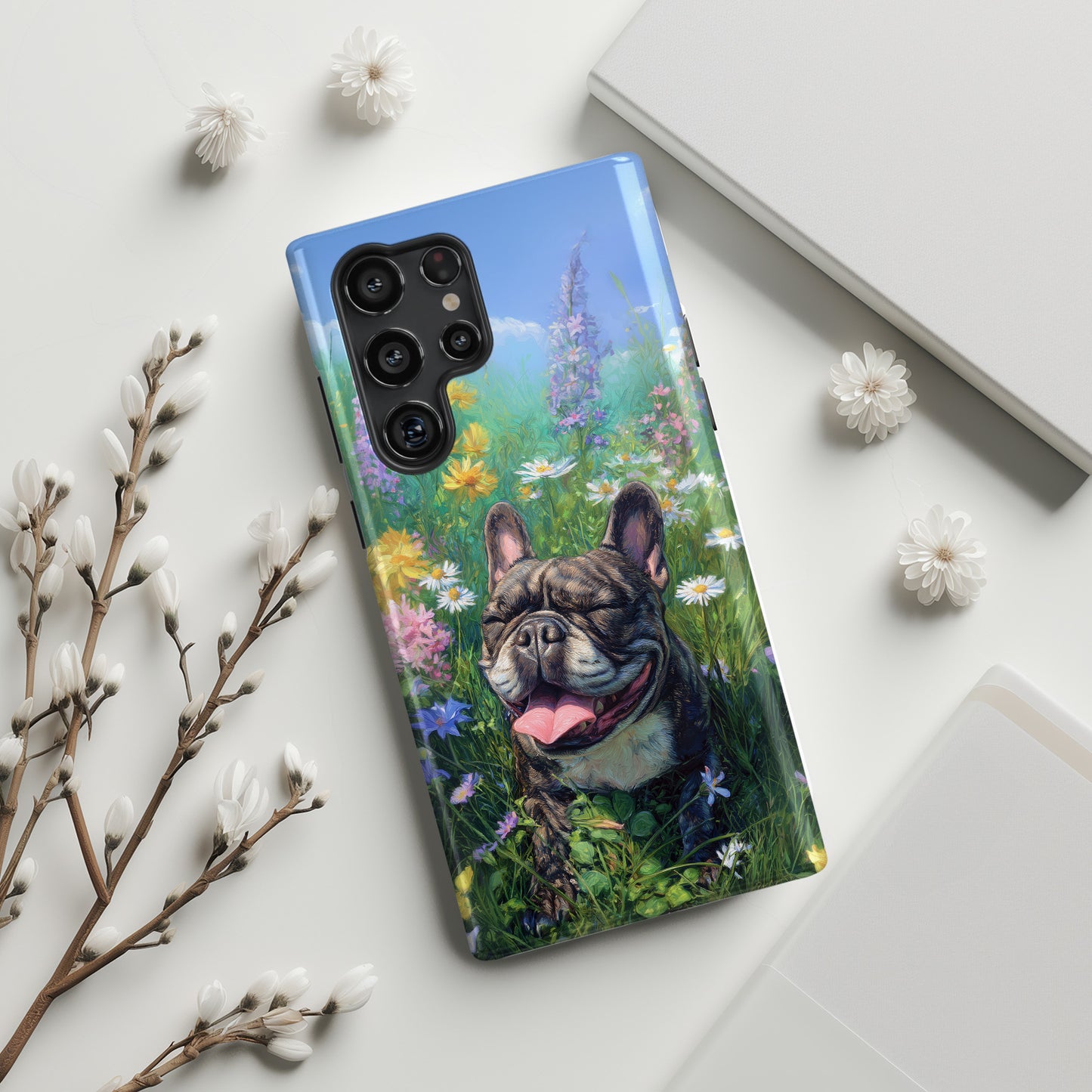 Blissful Frenchie Design Phone Case for Galaxy S series Phones