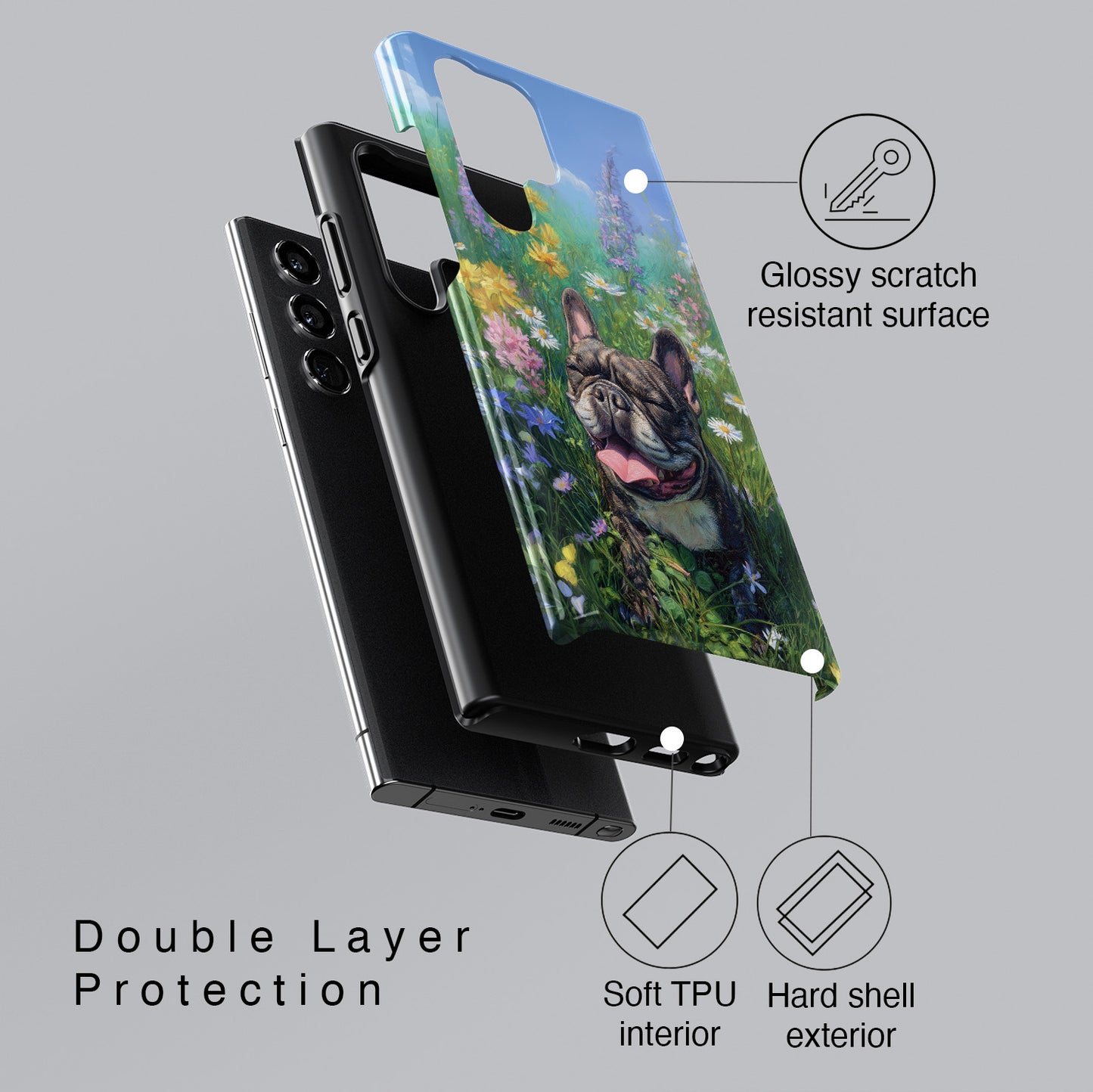 Blissful Frenchie Design Phone Case for Galaxy S series Phones